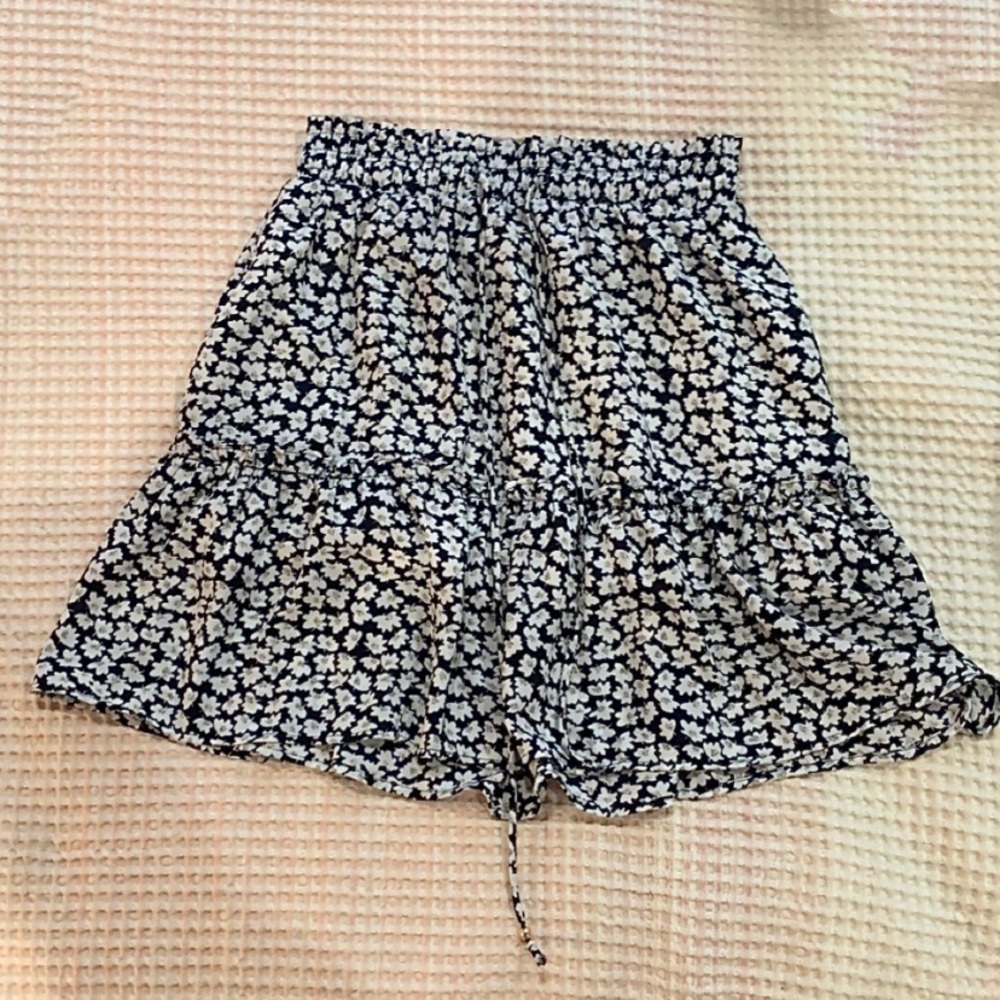 CRESCENT Bohemian Floral Mini Skirt with Front Tie